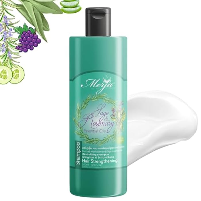 Merja Sage & Rosemary Hair Strengthening Shampoo, Essential Oils with Aloe Vera, 16.9 Fl Oz - Image 1