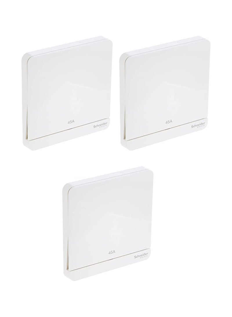Schneider Electric Schneider Electric E8331D45N_WE AvatarOn White- 45A 250V Double Pole Switch with Neon/Cooker control/Water Heater - Pack of 3 