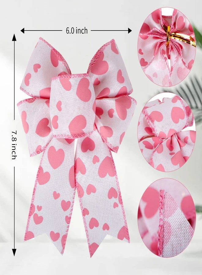 SIMISI RIBBON Burlap Wreath Valentine's Day Red Heart Bows for Wedding Decor DIY Crafts Proposing Gift Ornaments 6 x 7.8 Inch - Image 2