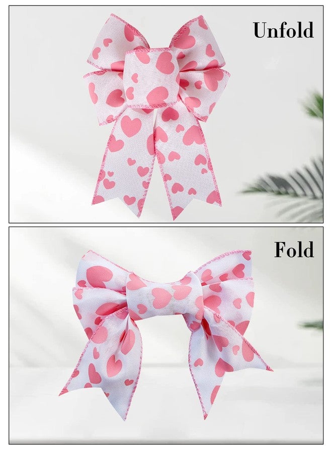 SIMISI RIBBON Burlap Wreath Valentine's Day Red Heart Bows for Wedding Decor DIY Crafts Proposing Gift Ornaments 6 x 7.8 Inch - Image 3