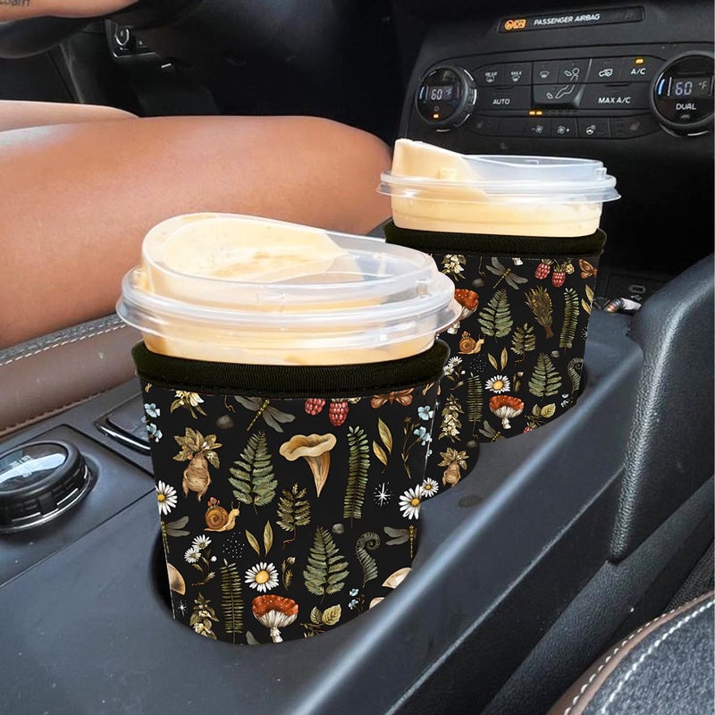 Haevola Reusable Insulated Neoprene Iced Coffee Cup Sleeve, Durable Drink Sleeve for Cold Beverages, Beverage Holder for Iced Coffee (Mushroom Mirage) - Image 4