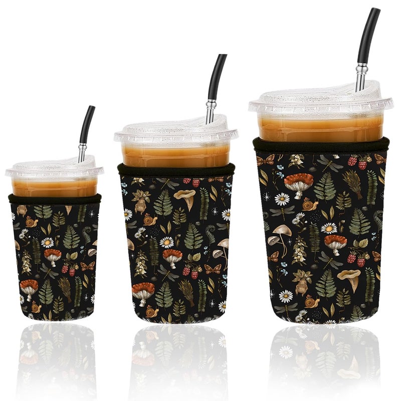 Haevola Reusable Insulated Neoprene Iced Coffee Cup Sleeve, Durable Drink Sleeve for Cold Beverages, Beverage Holder for Iced Coffee (Mushroom Mirage) - Image 1