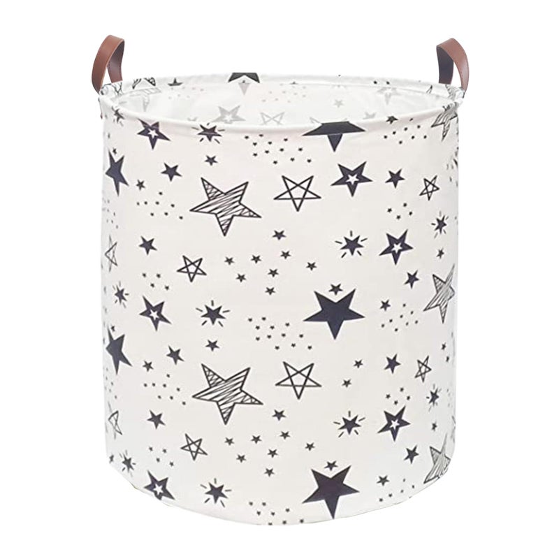 TeLUVHome Waterproof Laundry Hamper Collapsible Laundry Basket Leather Handle Laundry Bag Large Clothes Storage Toy Organization for Bathroom Bedroom Laundryroom College Dorms (Caisanjiao-001) - Image 1
