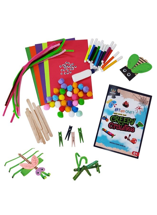 ويبي مجموعة أدوات Webby DIY للفنون والحرف اليدوية، حشرات زاحفة مخيفة، رسم، تلوين، نشاط ممتع ومثير للاهتمام للأطفال، من الخيزران، متعدد الألوان - Image 5