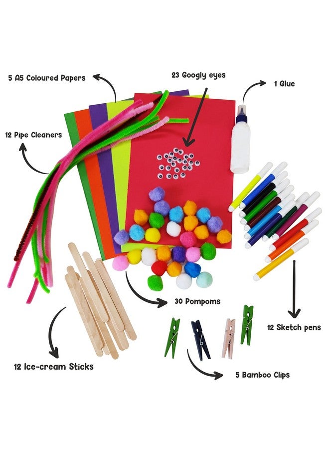 ويبي مجموعة أدوات Webby DIY للفنون والحرف اليدوية، حشرات زاحفة مخيفة، رسم، تلوين، نشاط ممتع ومثير للاهتمام للأطفال، من الخيزران، متعدد الألوان - Image 3