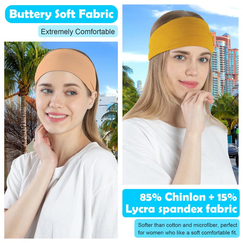 RITOPER 10 Pack Headbands for Women, Wide Non Slip Headbands for Workout Yoga Running Fitness, Super Soft Thick Elastic Head Bands Hair Bands Comfort for Working Out, Spa Day, Travel & More - Image 3