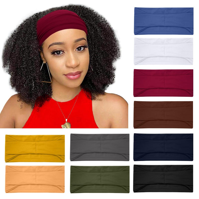 RITOPER 10 Pack Headbands for Women, Wide Non Slip Headbands for Workout Yoga Running Fitness, Super Soft Thick Elastic Head Bands Hair Bands Comfort for Working Out, Spa Day, Travel & More - Image 1