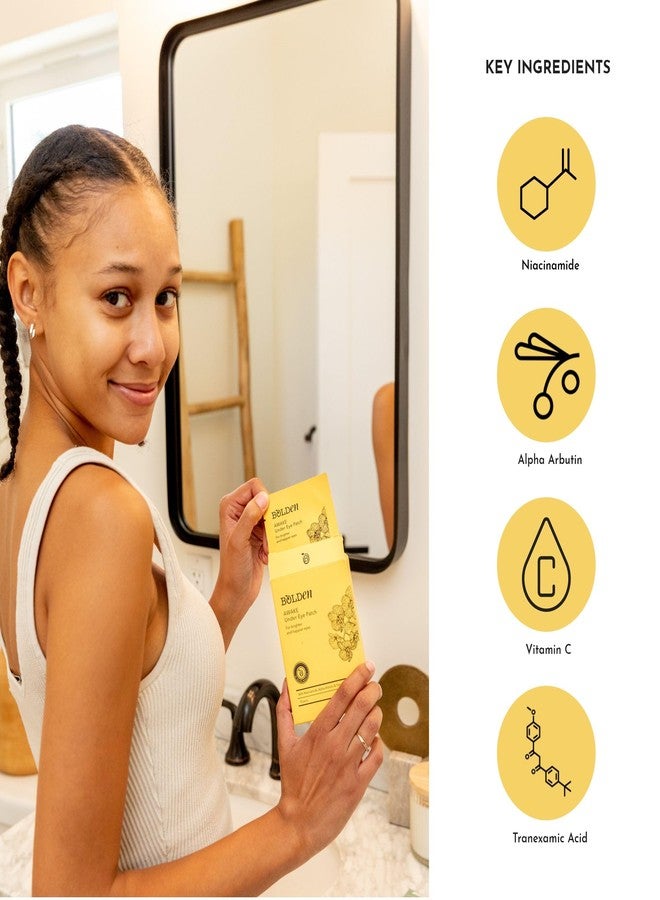 Bolden Awake Under Eye Patch | Eye Mask For Dark Circles, Puffiness & Discoloration | Brightening Eye Pads With Niacinamide, Alpha Arbutin, Tranexamic Acid & Vitamin C | 10 Pairs - Image 4