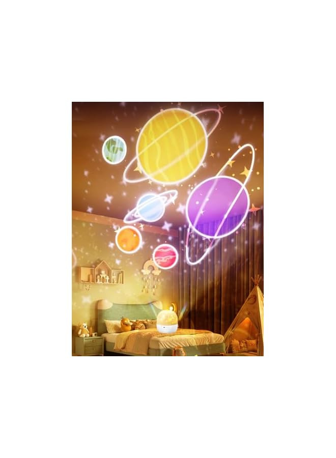 The Bros جهاز عرض ضوء النجوم مع تاج، مصباح مجرة دوار 360°، 15 مجموعة أفلام، أبيض - Image 5