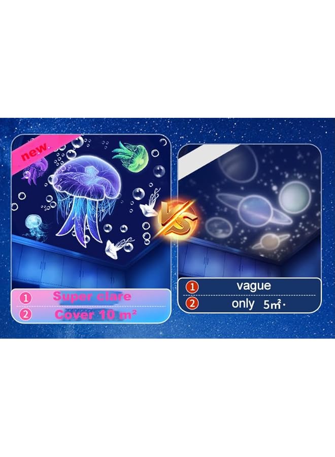 The Bros جهاز عرض ضوء النجوم مع تاج، مصباح مجرة دوار 360°، 15 مجموعة أفلام، أبيض - Image 4