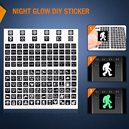 Nilight 6 Pack Rocker Switches with Night Glow Stickers 5 PIN SPST Rocker Switches with Green Backlit 12V/24V Toggle Switches for Cars Trucks RVs Boats Auto Motorcycles,2 Years Warranty - Image 4