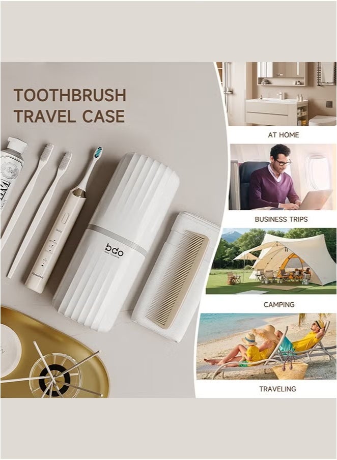 bdo BDO Travel Toothbrush Case, 2 in 1 Dustproof Toothbrush Cover and Rinse Cup, Large Capacity Toothbrush Cup, Portable Storage Container for Business, Camping, School, Trip  - Image 4