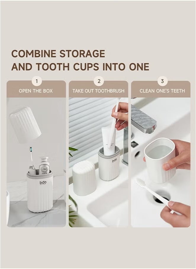 bdo BDO Travel Toothbrush Case, 2 in 1 Dustproof Toothbrush Cover and Rinse Cup, Large Capacity Toothbrush Cup, Portable Storage Container for Business, Camping, School, Trip  - Image 3