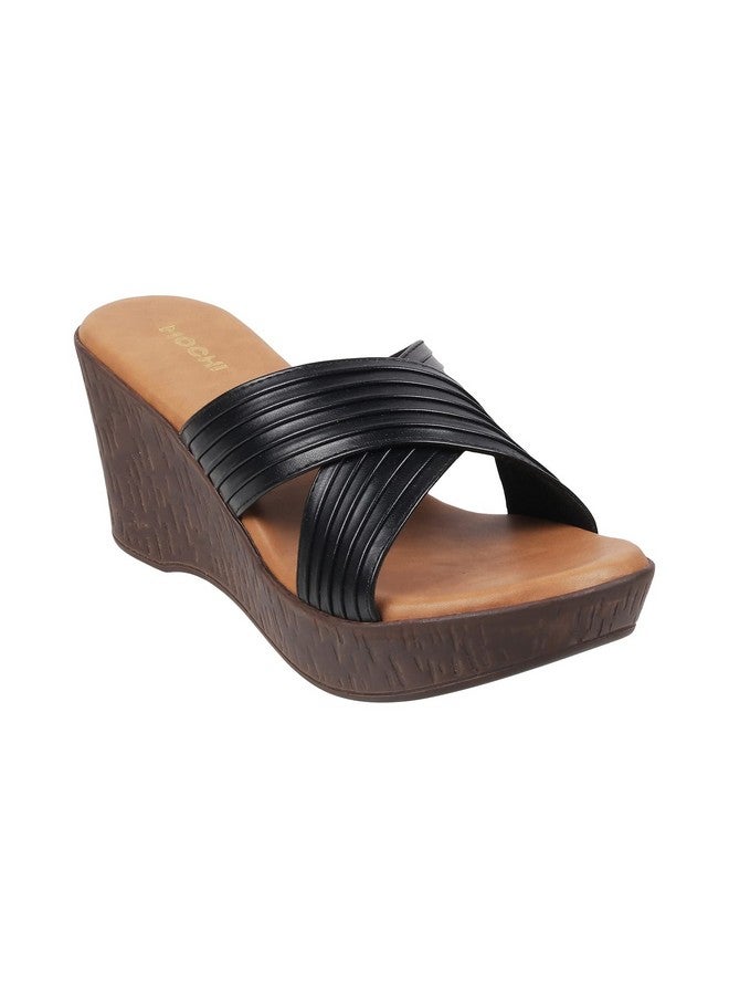 موتشي حذاء موتشي نسائي أسود بكعب إسفيني سهل الارتداء، مقاس المملكة المتحدة/7 الاتحاد الأوروبي/40 (34-123) - Image 2