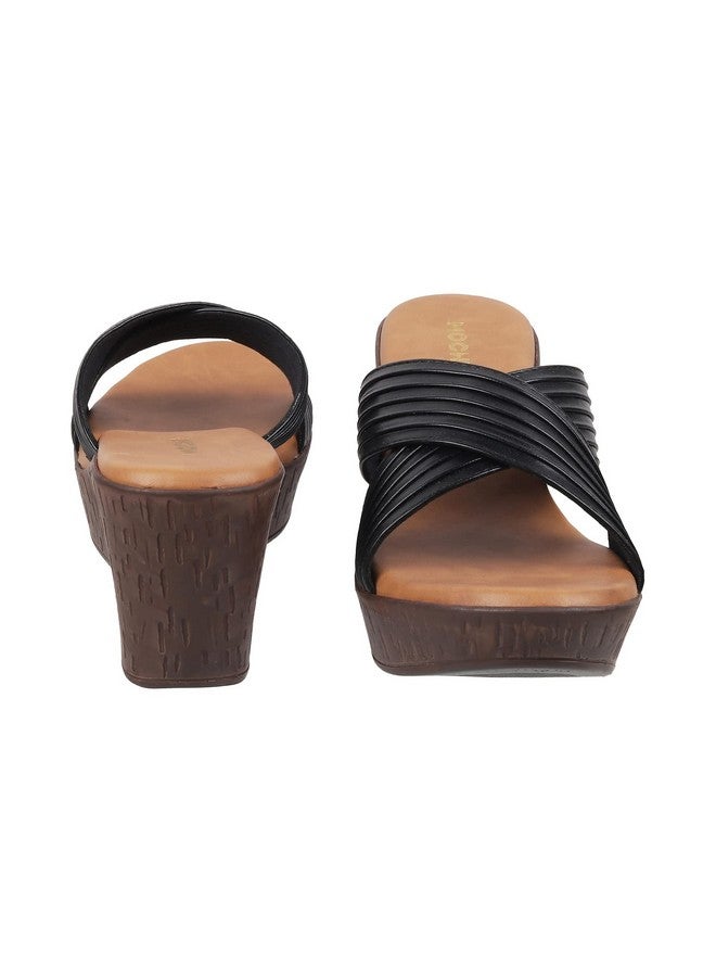 موتشي حذاء موتشي نسائي أسود بكعب إسفيني سهل الارتداء، مقاس المملكة المتحدة/7 الاتحاد الأوروبي/40 (34-123) - Image 5