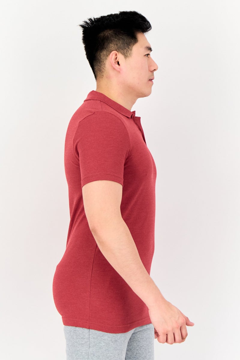 PUMA قميص بولو خارجي للرجال بقصة ضيقة بأكمام قصيرة، أحمر - Image 3
