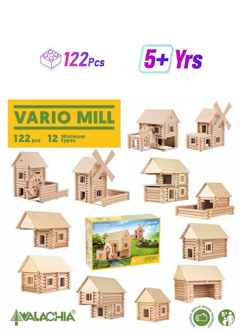 WALACHIA Vario Mill 122 Pieces Wood Building Toy - Image 1
