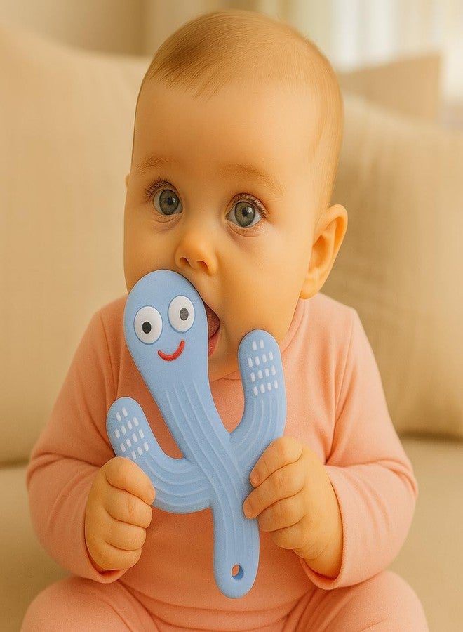 DTR Creation Cactus Baby Teether Toy ? Blue BPA-Free Silicone Teething Toy for Infants & Toddlers | Soft & Safe Gum Soother Chew| 100% Food-Grade Material - Image 2