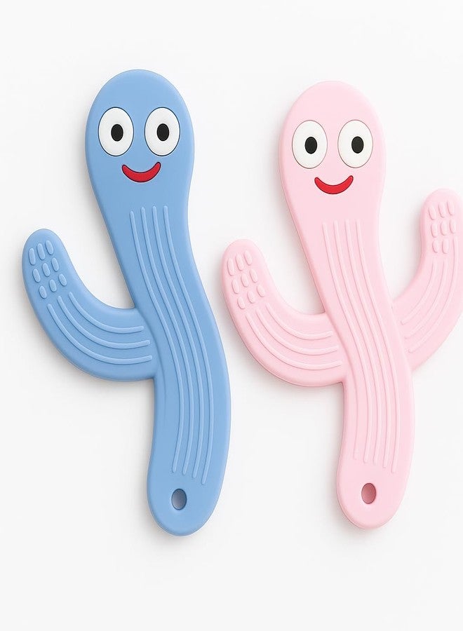 DTR Creation Cactus Baby Teether Toy ? Blue BPA-Free Silicone Teething Toy for Infants & Toddlers | Soft & Safe Gum Soother Chew| 100% Food-Grade Material - Image 4