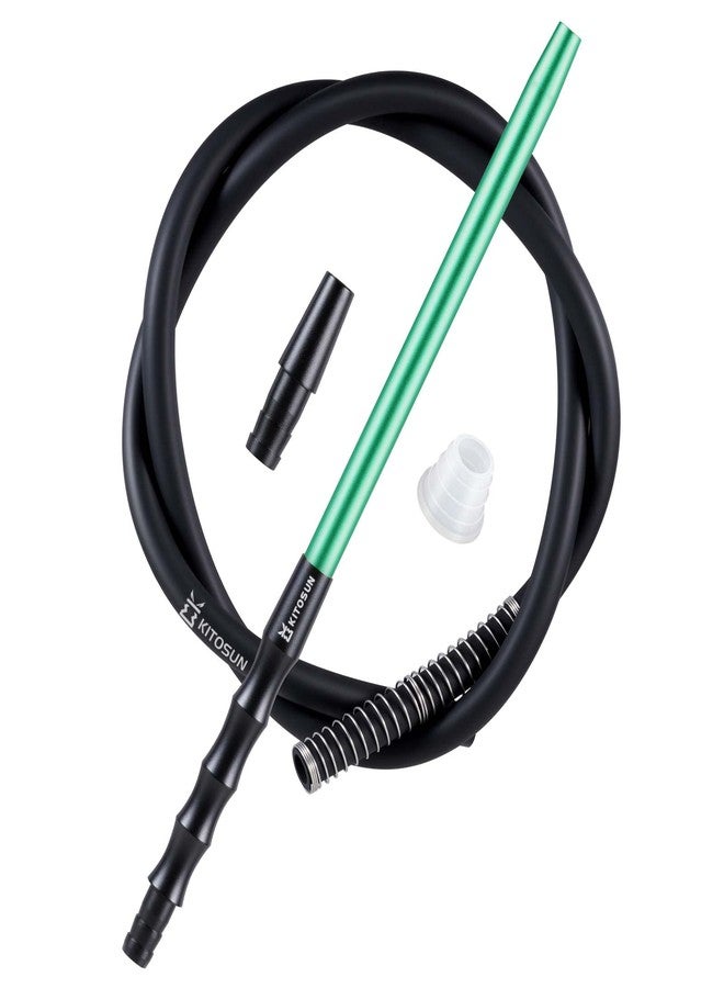 Kitosun D-Hose Hookah Hose Set - Premium Shisha Accessories 1.1ft Long Detachable Aluminum Mouthpiece Handle | 5ft Silicone Pipe | Hookah Adapter | Anti-Kinking Spring | Silicon Grommet (Mint Green) - Image 1