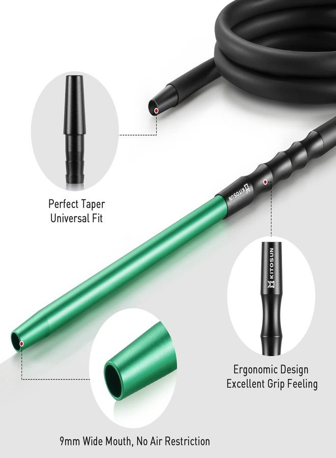 Kitosun D-Hose Hookah Hose Set - Premium Shisha Accessories 1.1ft Long Detachable Aluminum Mouthpiece Handle | 5ft Silicone Pipe | Hookah Adapter | Anti-Kinking Spring | Silicon Grommet (Mint Green) - Image 2
