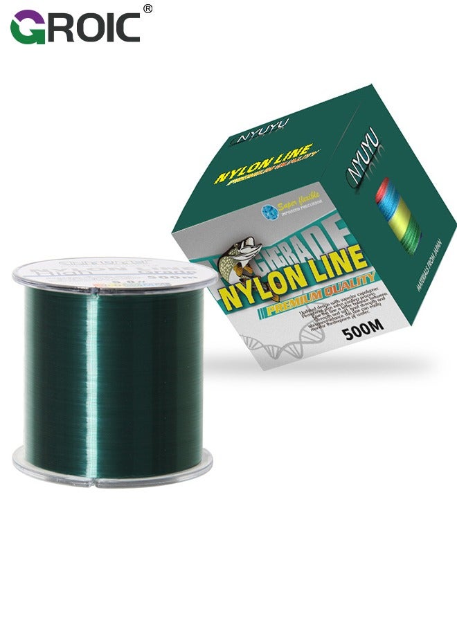 GROIC 500M Nylon String Fishing Line Cord Clear Fluorocarbon Strong Monofilament Wire Flexible Wear-resistant Super Pulling Force Cut for Hanging Decorations Beading Crafts Kite(Green) - Image 1
