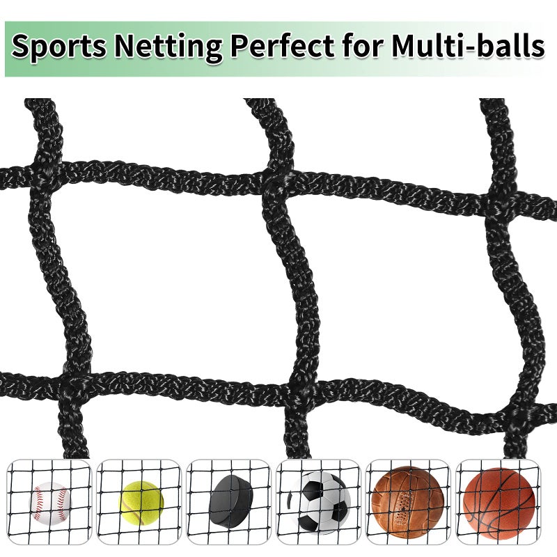 IUZEAI Baseball Softball Backstop Nets, 10'x20' Pro High Impact Sports Net, Heavy Duty Nylon Netting Material Large Barrier - Image 5