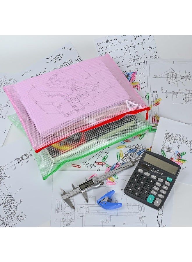 أكياس ملفات 10 قطع ، مناسبة للمكتب والمدرسة وأكياس تخزين ألعاب اللوحة (حجم A4 13.4 × 9.4 بوصة ، الوردي والأصفر والأزرق والأبيض والأخضر) - Image 4