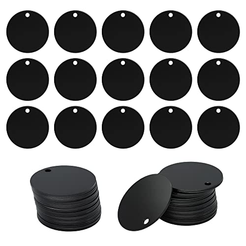 StayMax Round Aluminum Engraving Blanks Tags Stamping Blanks 25 Pack Diameter 1.57 Inch (Black) - Image 1