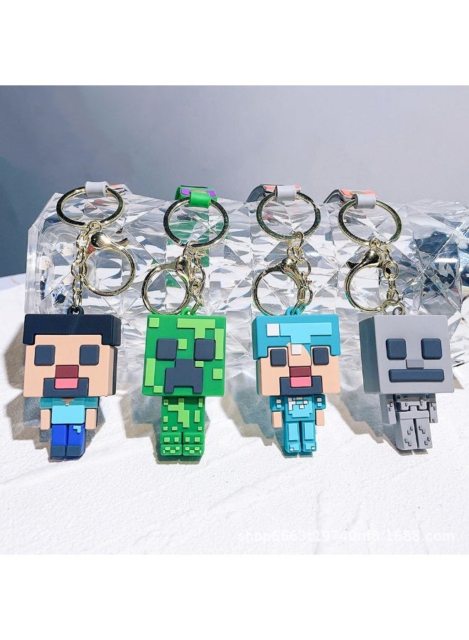 MINECRAFT Single Creeper keychain, 5.5cm small 3D soft rubber key ring, children's gift pendant. - Image 4
