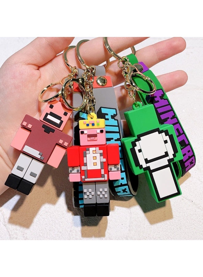 MINECRAFT Single Creeper keychain, 5.5cm small 3D soft rubber key ring, children's gift pendant. - Image 5