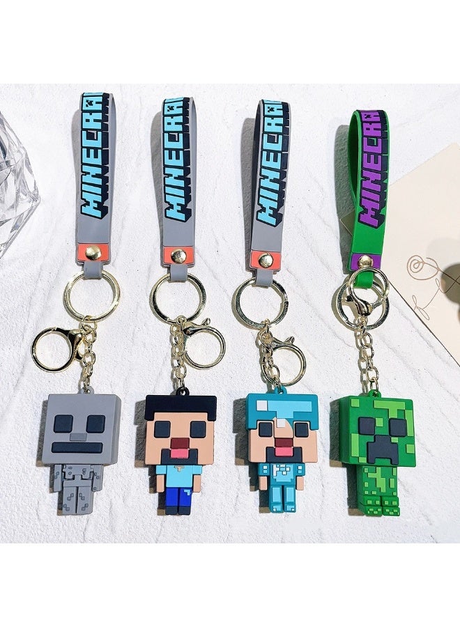 MINECRAFT Single Creeper keychain, 5.5cm small 3D soft rubber key ring, children's gift pendant. - Image 2