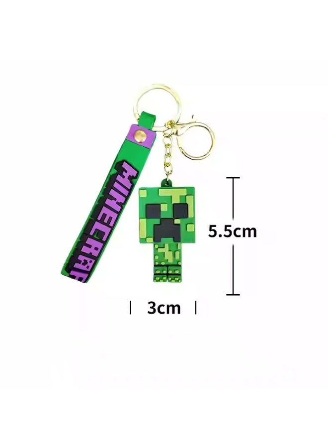MINECRAFT Single Creeper keychain, 5.5cm small 3D soft rubber key ring, children's gift pendant. - Image 1