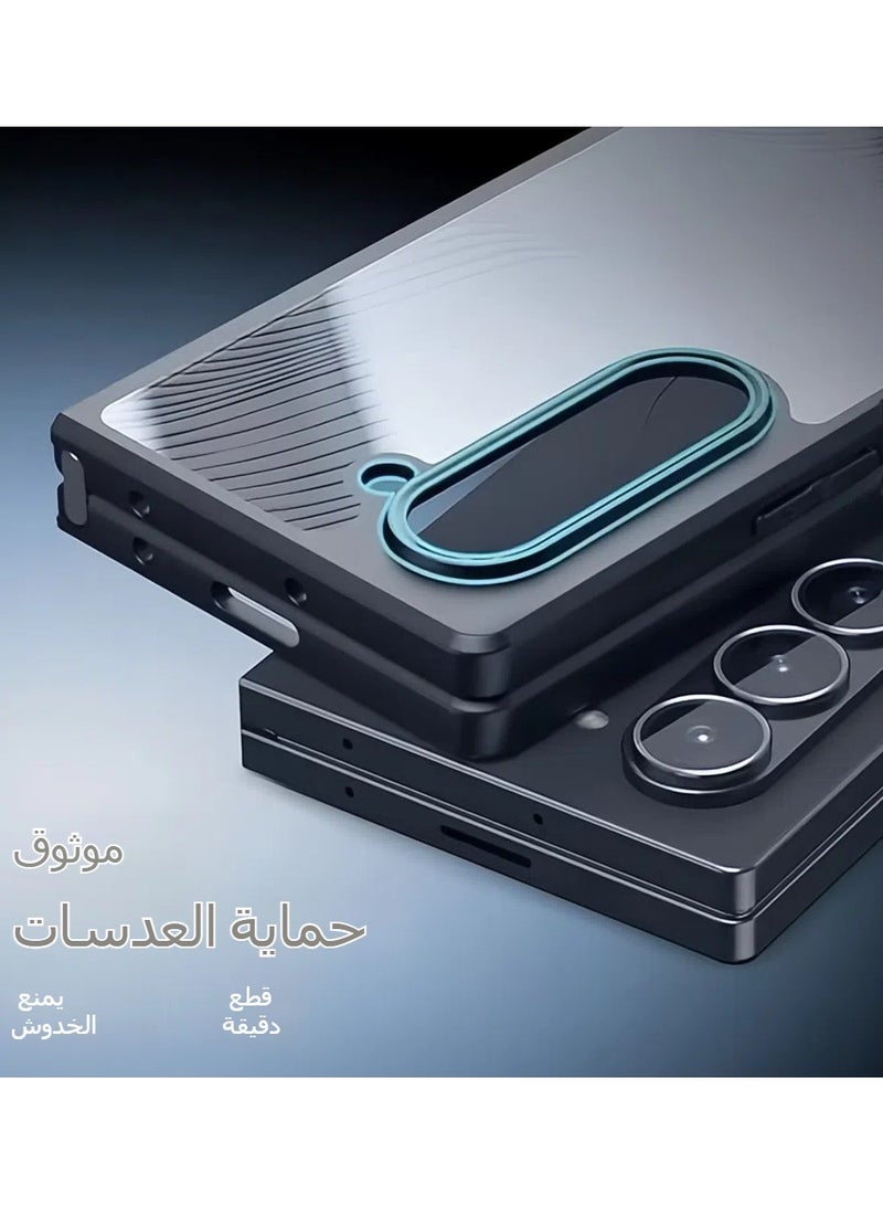 general Case Compatible with Samsung Galaxy Z Flod 6, Shockproof Hard PC Back Soft TPU Frame Flowing Lines Matte Frosted Clear Protective Phone Cover for Galaxy Z Flod6 - Image 2