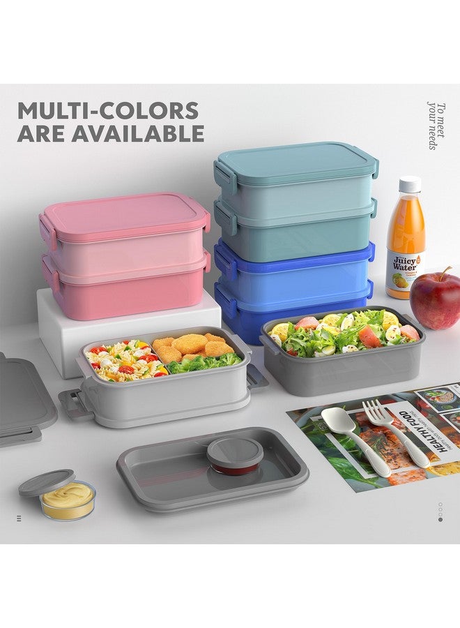 Jelife Adult Bento Box Lunch Box - 3 Layers Stackable Bento Lunch Box for Adults, 72oz Large-Style All-in-One Bento Boxes Leak-Proof Lunchbox with Utensil Sauce Containers for Dining Out,Work, Grey - Image 4
