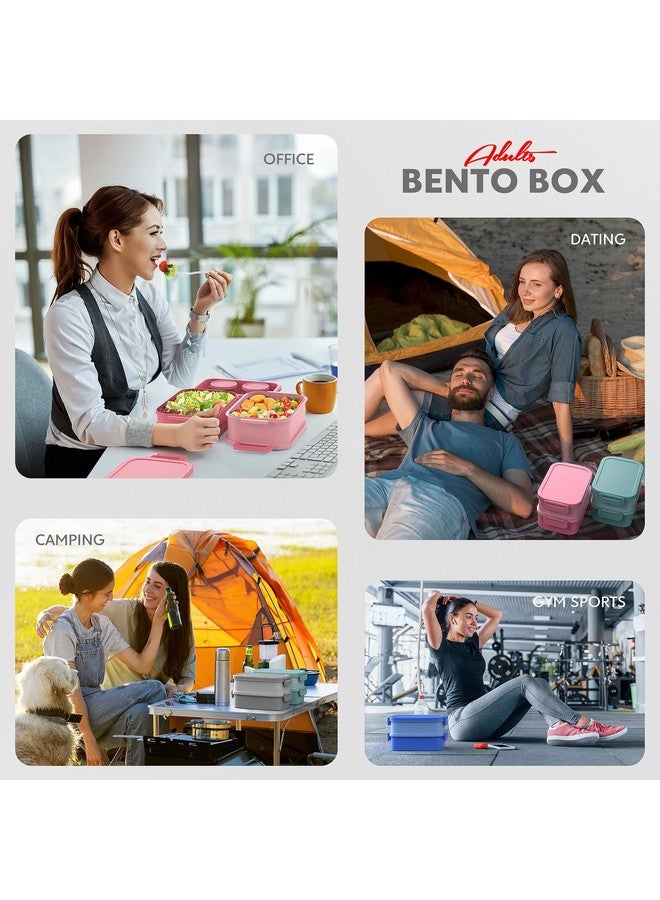 Jelife Adult Bento Box Lunch Box - 3 Layers Stackable Bento Lunch Box for Adults, 72oz Large-Style All-in-One Bento Boxes Leak-Proof Lunchbox with Utensil Sauce Containers for Dining Out,Work, Grey - Image 5