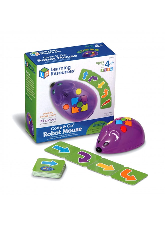 Learning Resources موارد التعلم - فأر الروبوت كود & جو - 31 قطعة، للأعمار 4 سنوات فما فوق، ألعاب STEM للبرمجة، ألعاب برمجة بدون شاشة للأطفال - Image 1