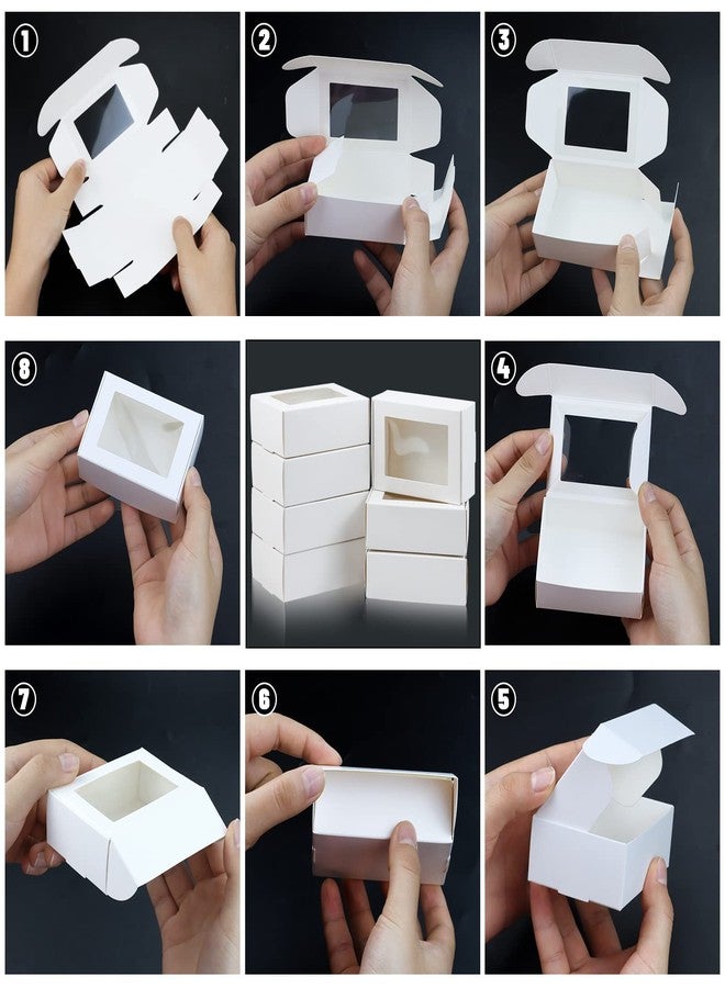 BadenBach 50 PCS Mini Kraft Boxes with Windows,3.33" x 2.35" x 1.18",Small Soap Box for Homemade Soap,Paper Small Gift Boxes Bulk for Candy Cookies Party Favors Mother's Day Supplies(White) - Image 5