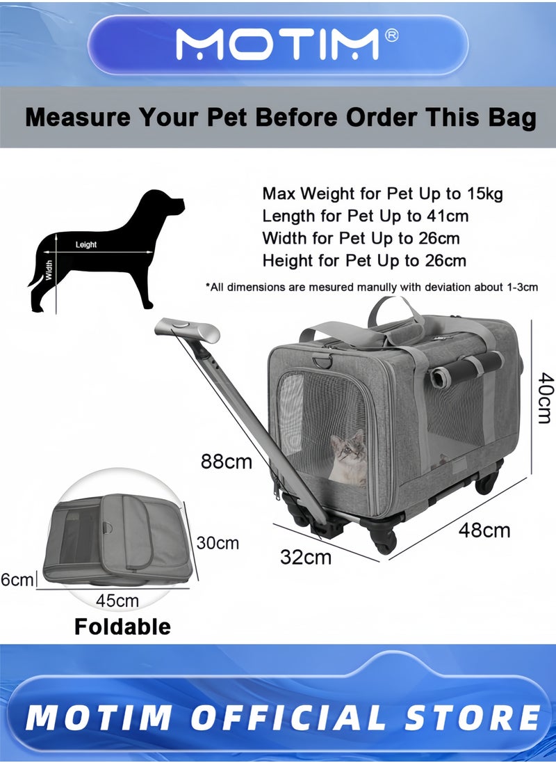 Pet Carrier Bag with 4 Wheels for Small Dogs Cats Portable Cat Travel Rolling Carrier Large Space Extra Spacious Soft Lined Carrier Breathable Car Seat for Puppy Kitten - pzsku/ZB2ECDC4C89149B87BF1BZ/45/_/1733120229/e574df5d-5b81-4173-a56b-782725212559