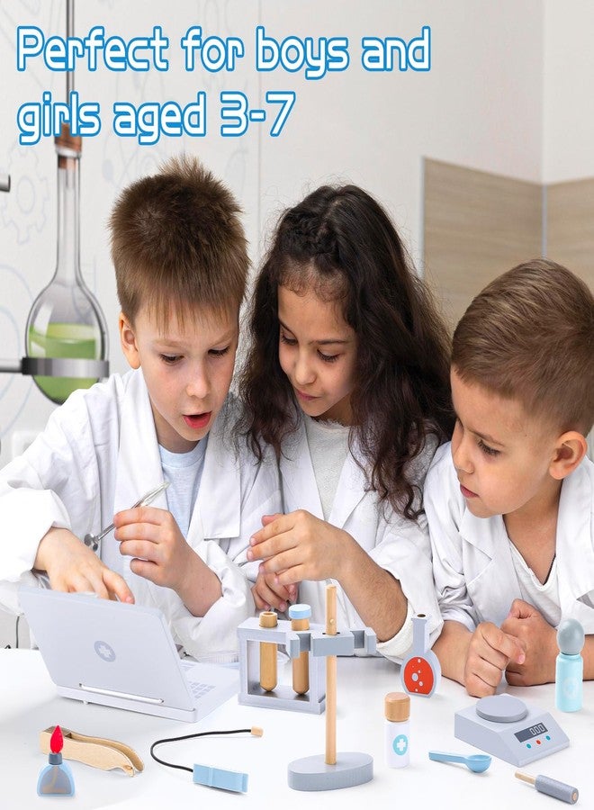 UMU® Wooden Science Experiment Kit for Kids, Doctor Dress Up for Children Ages 3-5 Scientist Costume Dress Up and Role Play Toys Gift for Boys Girls Kids Age 5-8 - Image 2