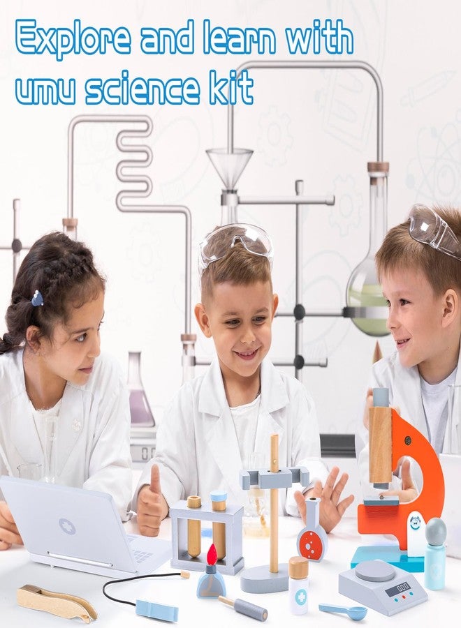 UMU® Wooden Science Experiment Kit for Kids, Doctor Dress Up for Children Ages 3-5 Scientist Costume Dress Up and Role Play Toys Gift for Boys Girls Kids Age 5-8 - Image 5