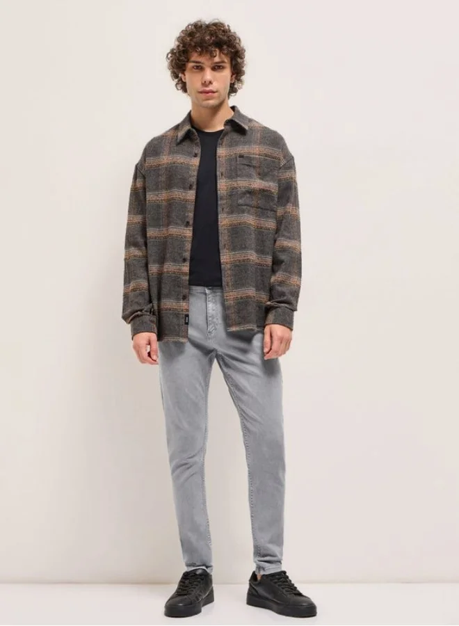 THE BEAR HOUSE Men's Stylish Grey Jeans with Comfortable Stretch and Skinny Fit Classic Comfort With Modern Style, Perfect For Everyday Casual Looks And Effortless Streetwear Vibes