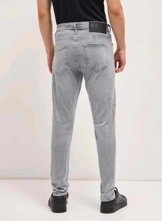 THE BEAR HOUSE Men's Stylish Grey Jeans with Comfortable Stretch and Skinny Fit Classic Comfort With Modern Style, Perfect For Everyday Casual Looks And Effortless Streetwear Vibes