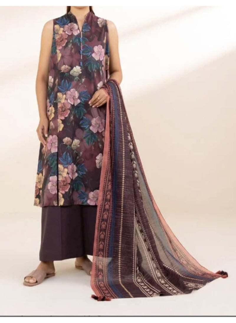 Fabric Pakistani Printed Unstitched Lawn Dress 3 Piece - Image 3