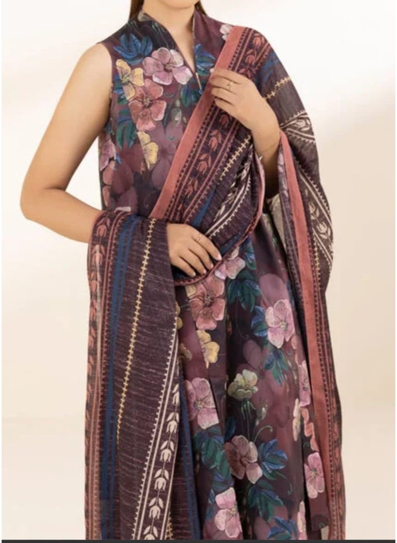 Fabric Pakistani Printed Unstitched Lawn Dress 3 Piece - Image 1