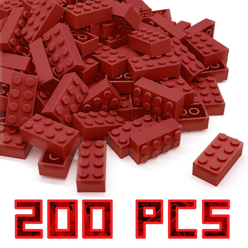 RWDTER 200 Pieces Classic Building Brick 2x4 Creative Building Toy DIY Suitable for Boys Girls and Teenagers Aged 6 Compatible with Lego 3001 Bulk Block Set Red - Image 3