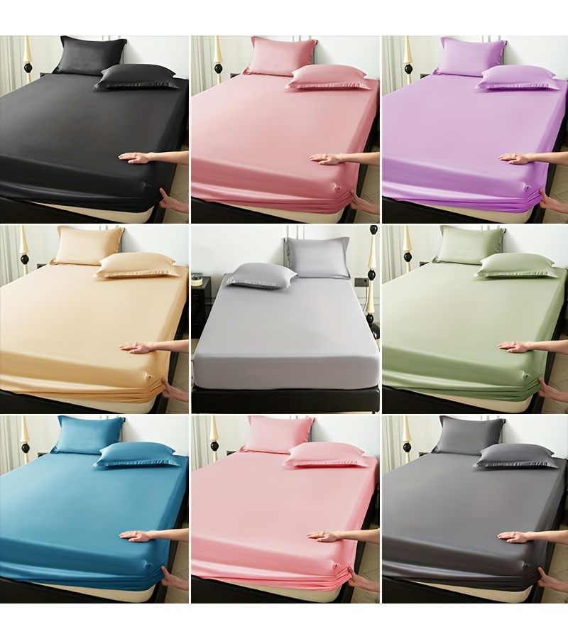 Light Yellow Full Size Microfiber Fitted Sheet Soft Breathable Machine Washable Brushed Texture Warmth Solid Color Minimalist Bed Fits Most Bed Frames - Image 1