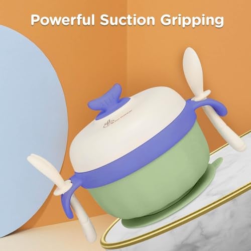 R for Rabbit Safe Feed Storage Baby Feeding Meal Bowl Set with Spoon and Fork for Baby | 304 Stainless Steel Multi-Functional Snack/Fruit Box 350 Gram Capacity (Green) - Image 3