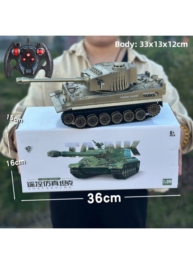 Generic - Remote Control Tank Toy 2.4G Cannon Launching Metal Crawler Charging Electric Simulation Battle Off-road Vehicle Model-Color: 9-way Remote Control Tank - Image 1