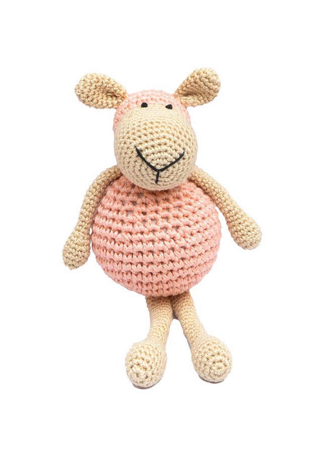 Happy Threads Handmade Crocheted Cheerful Sheep (5 inch) – Pink | Crochet Toys | Child Safe | for Babies 6 Months & Above | Dolls for Boys/Girls| For Birthday Gift | Decorative Items for Room - Image 1